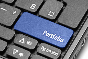 Portfolio. Blue hot key on computer keyboard