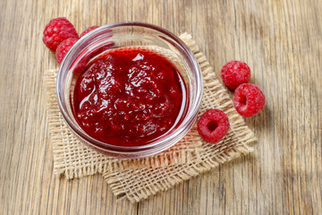 Bowl of raspberry jam
