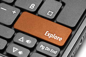 Explore. Orange hot key on computer keyboard