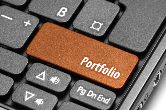 Portfolio. Orange hot key on computer keyboard