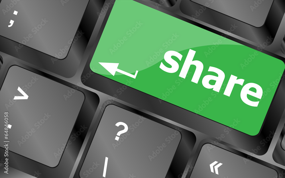 Poster share keyboard keys button close-up