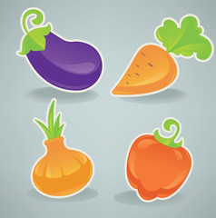 fresh vegetables in cartoon style