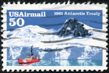 image of a ship in Antarctica to commemorate Antarctica Treaty