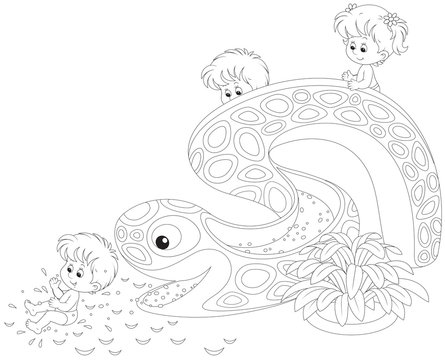 kids playing snake slide clip art preview