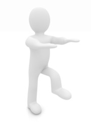 3d personage on white background. Starting series: stretching be