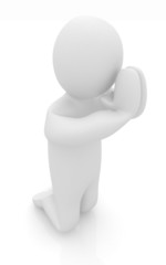 3d mans on his knees. Christian prayer concept