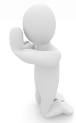 3d mans on his knees. Christian prayer concept