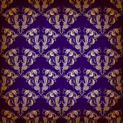 Vector damask seamless on violet background