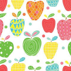 Cute seamless pattern with apple.