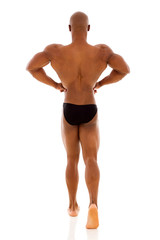 rear view of male african american bodybuilder