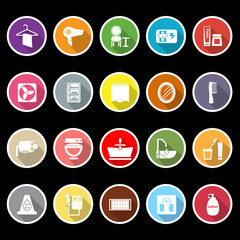 Bathroom icons with long shadow