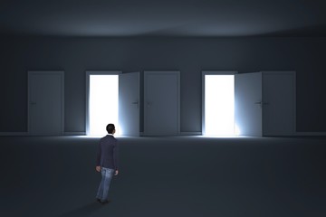 Obraz premium Composite image of casual businessman walking