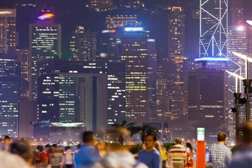 Photo sur Aluminium Hong Kong Les gens flous en mouvement dans la rue marchant
