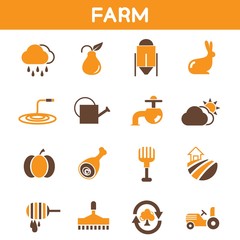 Fototapeta premium farm icons, orange color theme