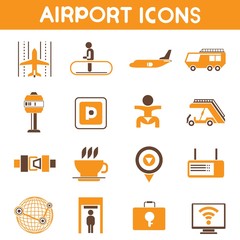 airport icons, orange color theme
