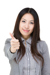 Asia businesswoman thumb up