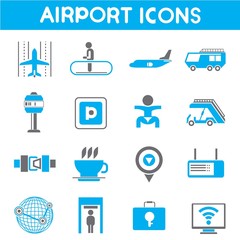 airport icons, blue theme color