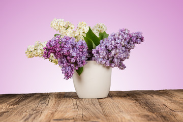 bouquet of lilac flowers in flower pot