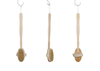 Close up image of wooden body brush