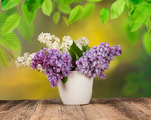 bouquet of lilac flowers in flower pot