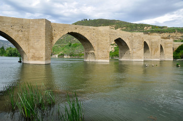 Fototapeta na wymiar Bridge over Ebro river, Haro, La Rioja (Spain)