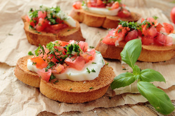 Bruschetta with fresh tomato and herbs