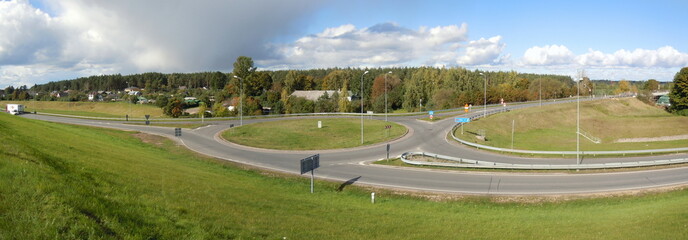 Panorama of road junction (Salaspils, Latvia)