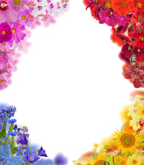 set of four flower corners isolated on white