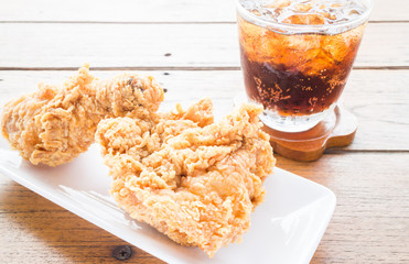 Set of fried chicken with cola drink