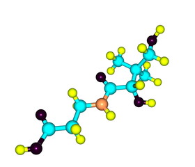 Pantothenic acid (vitamin B5) molecular structure on white