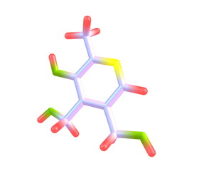 Pyridoxine (vitamin B6) molecular structure on white background