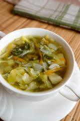 Schi of fresh young cabbage - Russian national dish