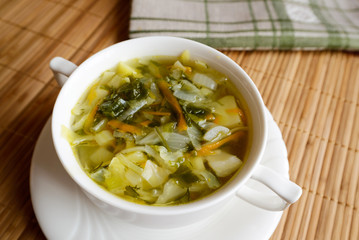 Schi of fresh young cabbage - Russian national dish