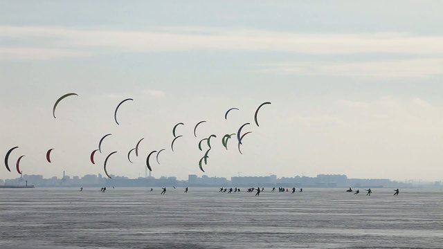 sailing in the winter  snowkiting