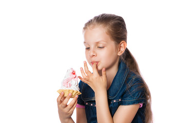 girl eats cake