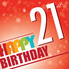 21th Birthday retro party invite/template.Bright/colorful