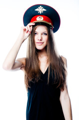 young and beautiful woman in police uniform