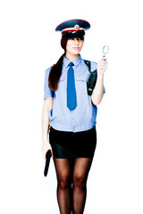 young and beautiful woman in police uniform