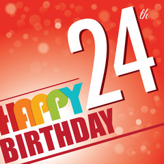 24th Birthday retro party invite/template.Bright/colorful