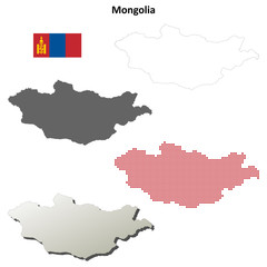 Mongolia blank outline map set