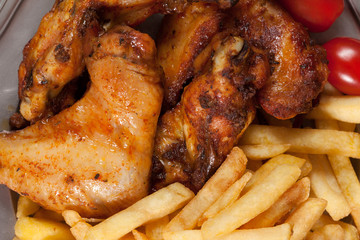 Roasted chicken leg.