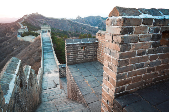 China great wall of  in winter