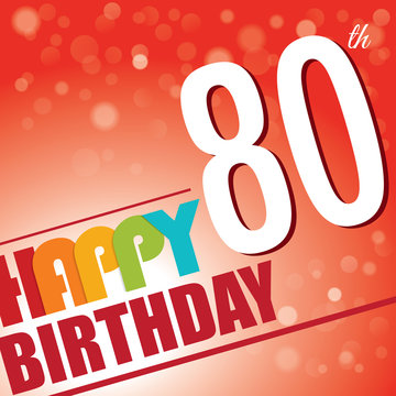 80th Birthday retro party invite/template.Bright/colorful