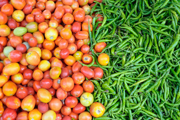 Tomato and green chili peppers