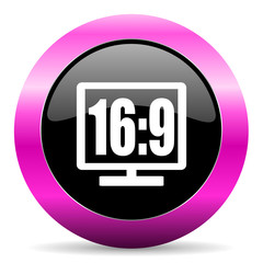 16 9 display pink glossy icon
