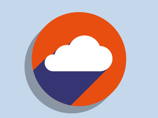 Flat long shadow icon of cloud