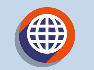 Flat long shadow icon of globe