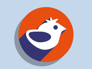 Flat long shadow icon of bird
