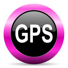 gps pink glossy icon
