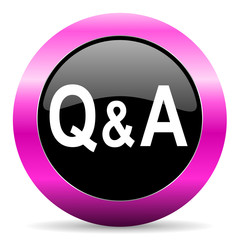 question answer pink glossy icon